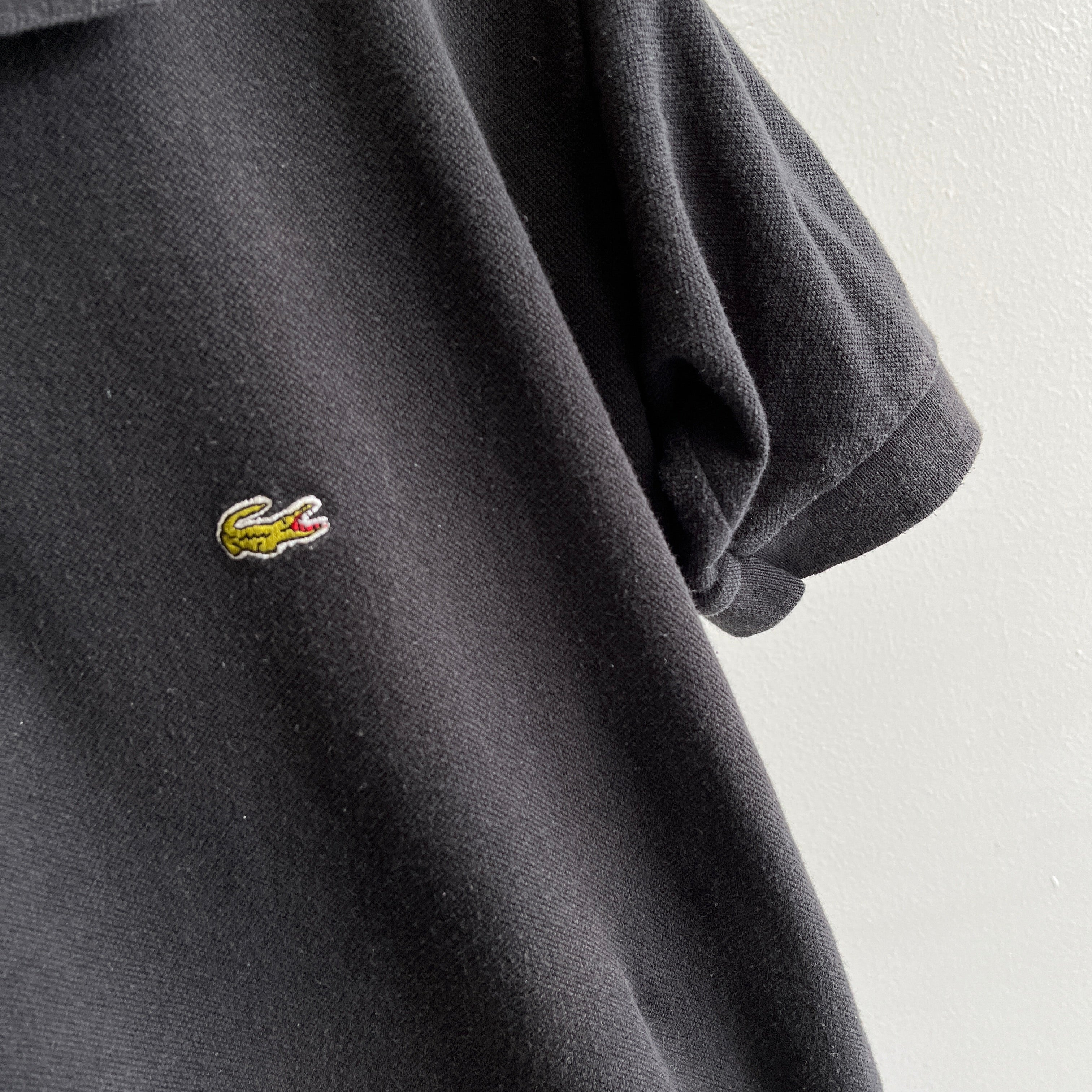1980s Made in France Blank Black Lacoste Polo Shirt Red Co