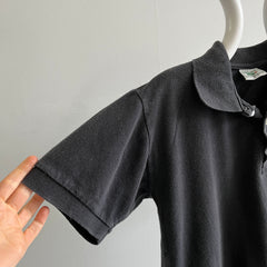 1980s Made in France - Blank Black Lacoste Polo Shirt