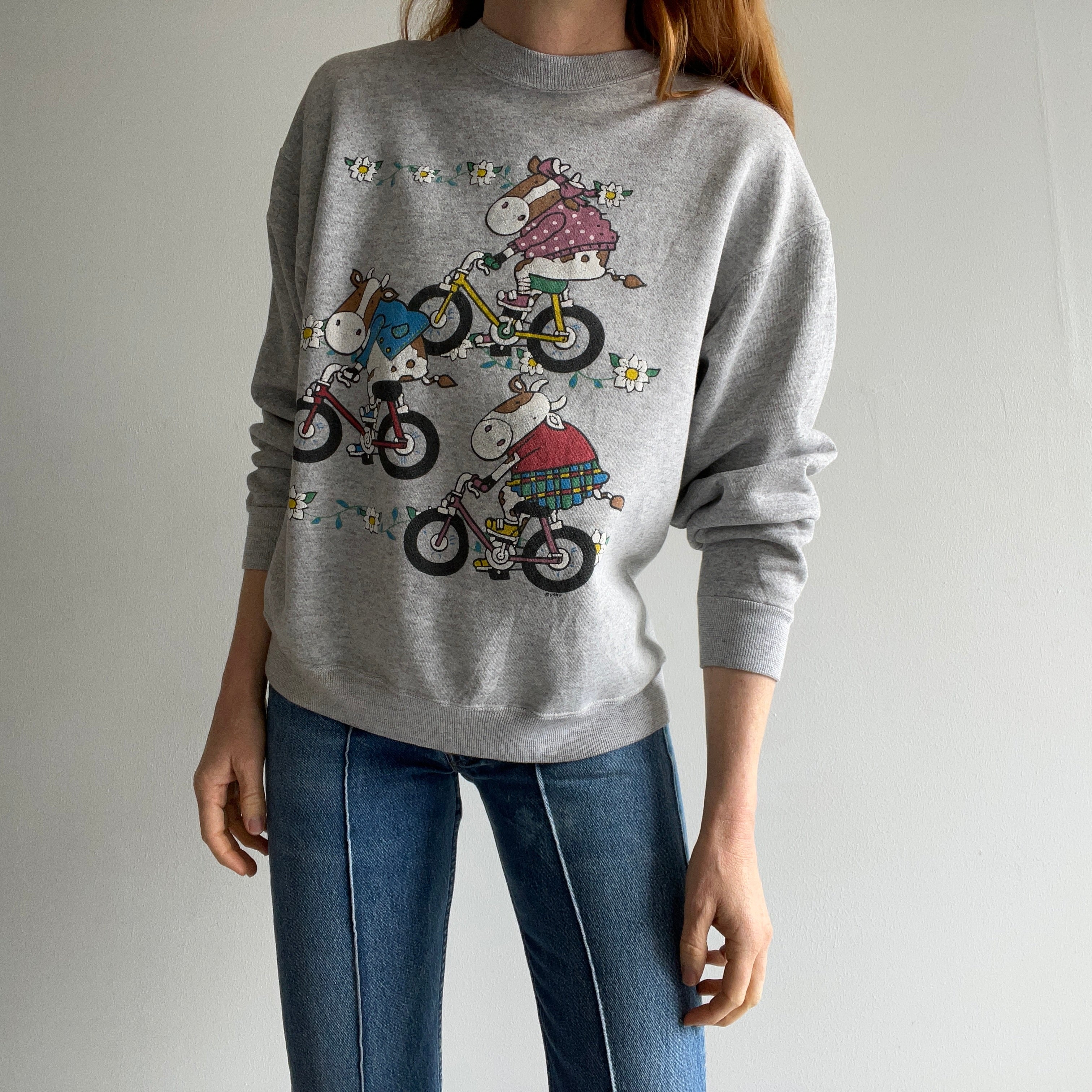 1994 Hipster Cows on Bikes Sweatshirt