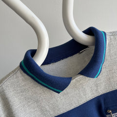 1980s Pierre Cardin Built In Collared Color Block Sweatshirt