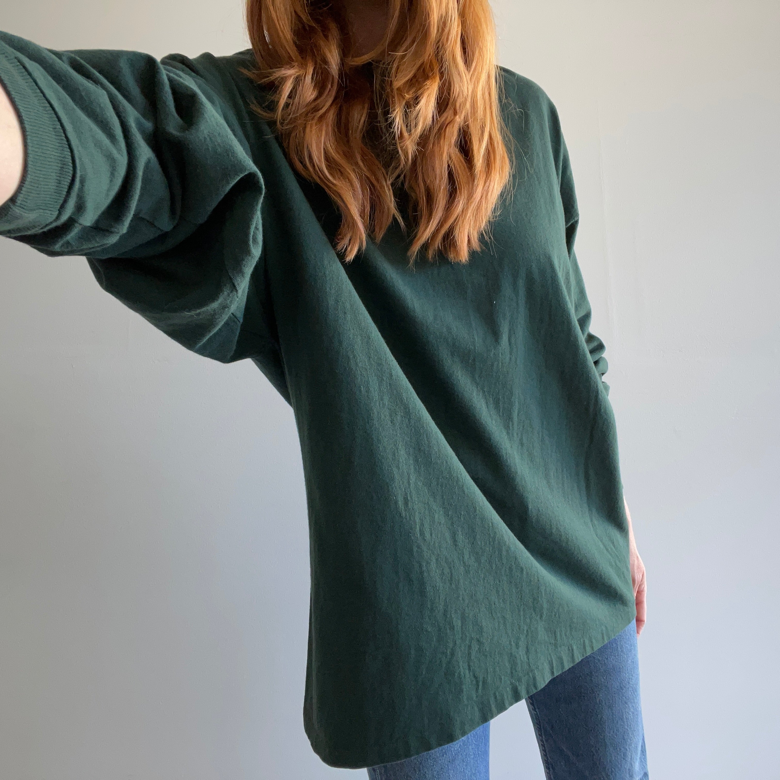 1990s USA Made GAP Long Sleeve Dark Green T-Shirt