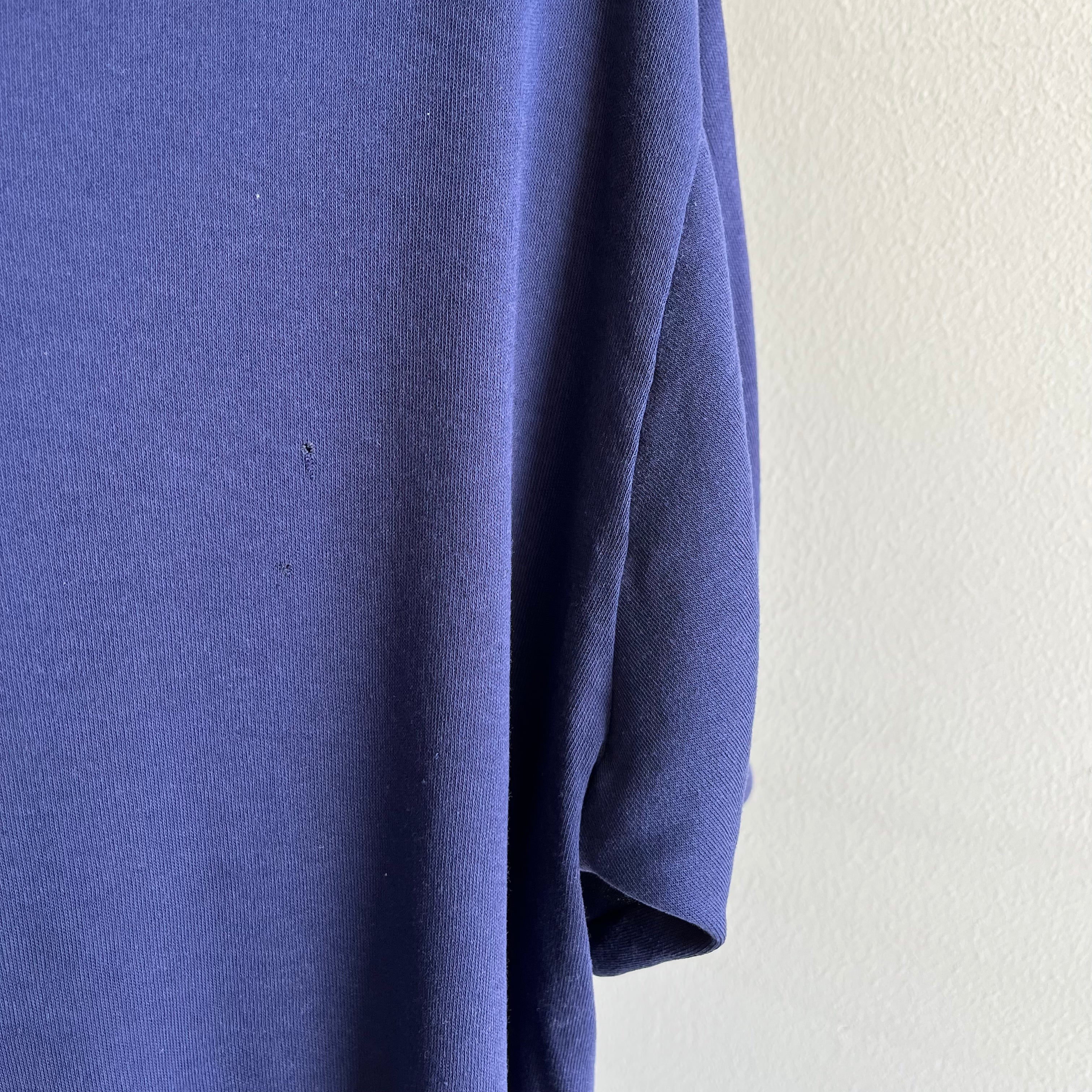 1990s Blank Navy Polo Shirt - Soft Jersey