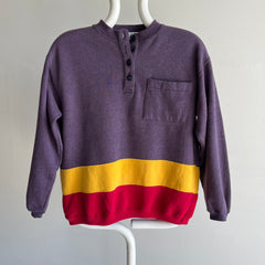 1980s Color Block Henley Sweatshirt