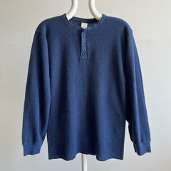 1980s Navy Long Sleeve Henley Thermal