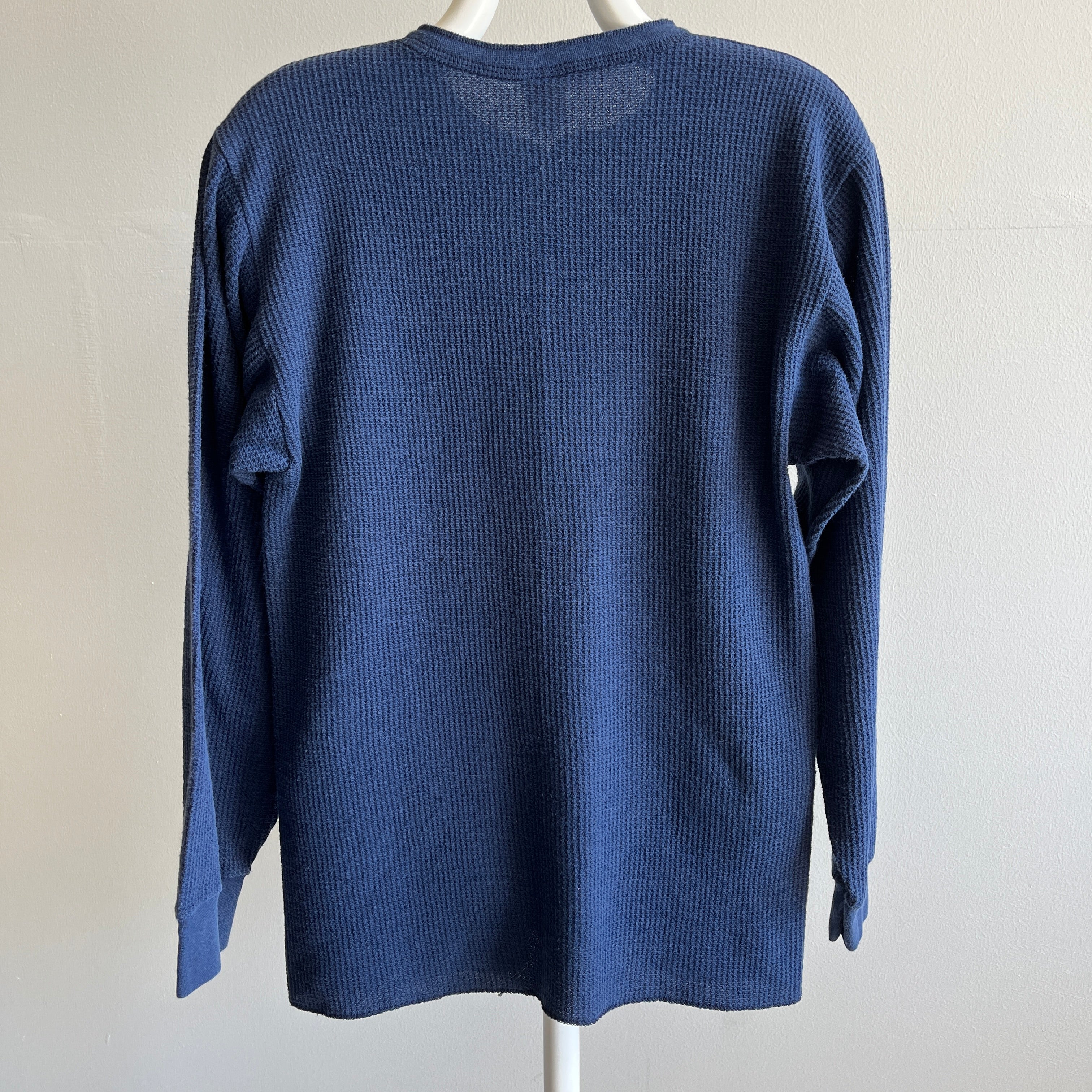 1980s Navy Long Sleeve Henley Thermal