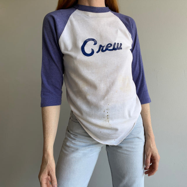 1980s Super Stained "Crew" No. 1 Baseball T-SHirt