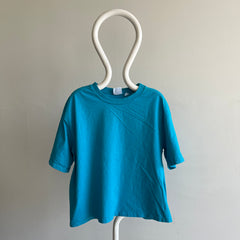 T-shirt en coton turquoise super carré des années 1980/90