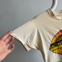 1980s Great South Bay, Long Island Aged Stained (Now Ecru) T-shirt presque fin comme du papier