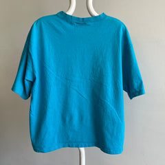 T-shirt en coton turquoise super carré des années 1980/90