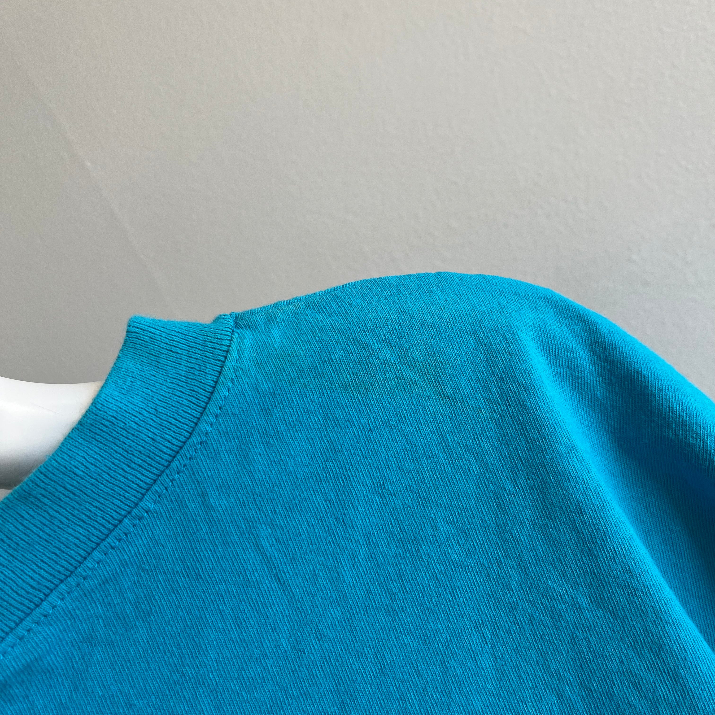 1980/90s Super Boxy Turquoise Cotton T-Shirt