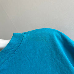 T-shirt en coton turquoise super carré des années 1980/90