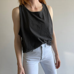 1990s Blank Black Cotton Tank Top by Hanes - Basic Perfection!