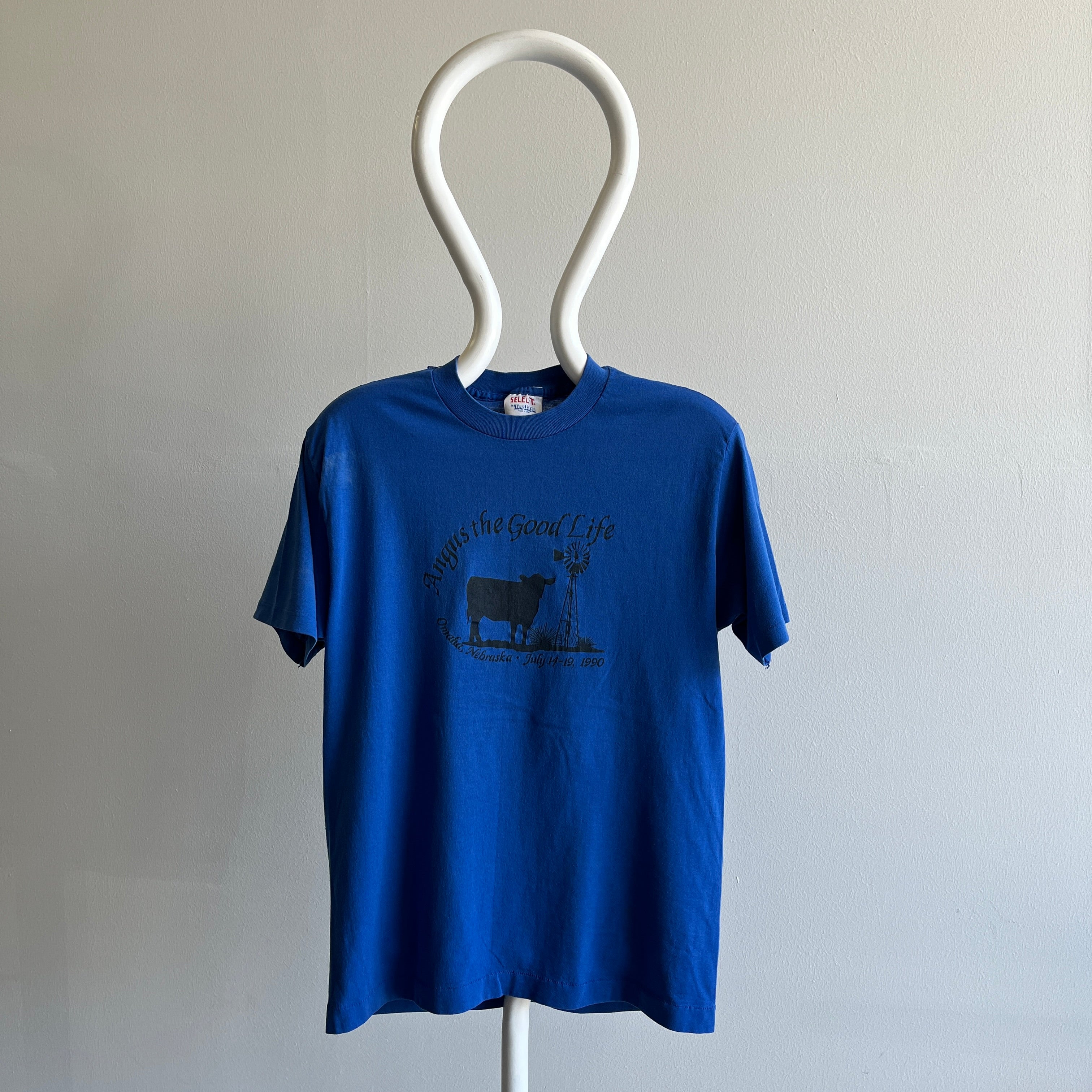 1990 Angus, The Good Life, Omaha Nebraska Cow T-Shirt