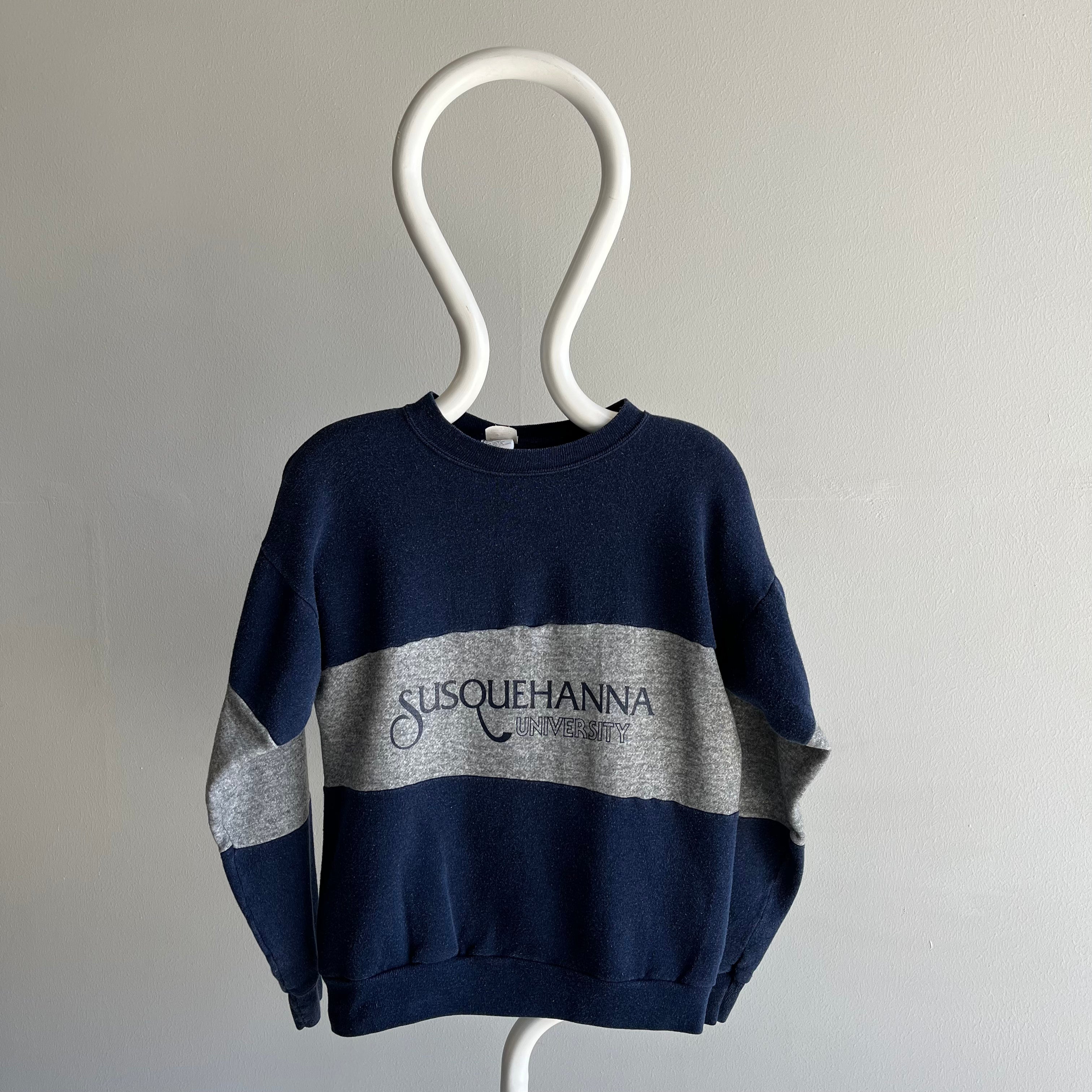 1970s Susquehanna University Color Block Sweatshirt by Collegiate Pacific