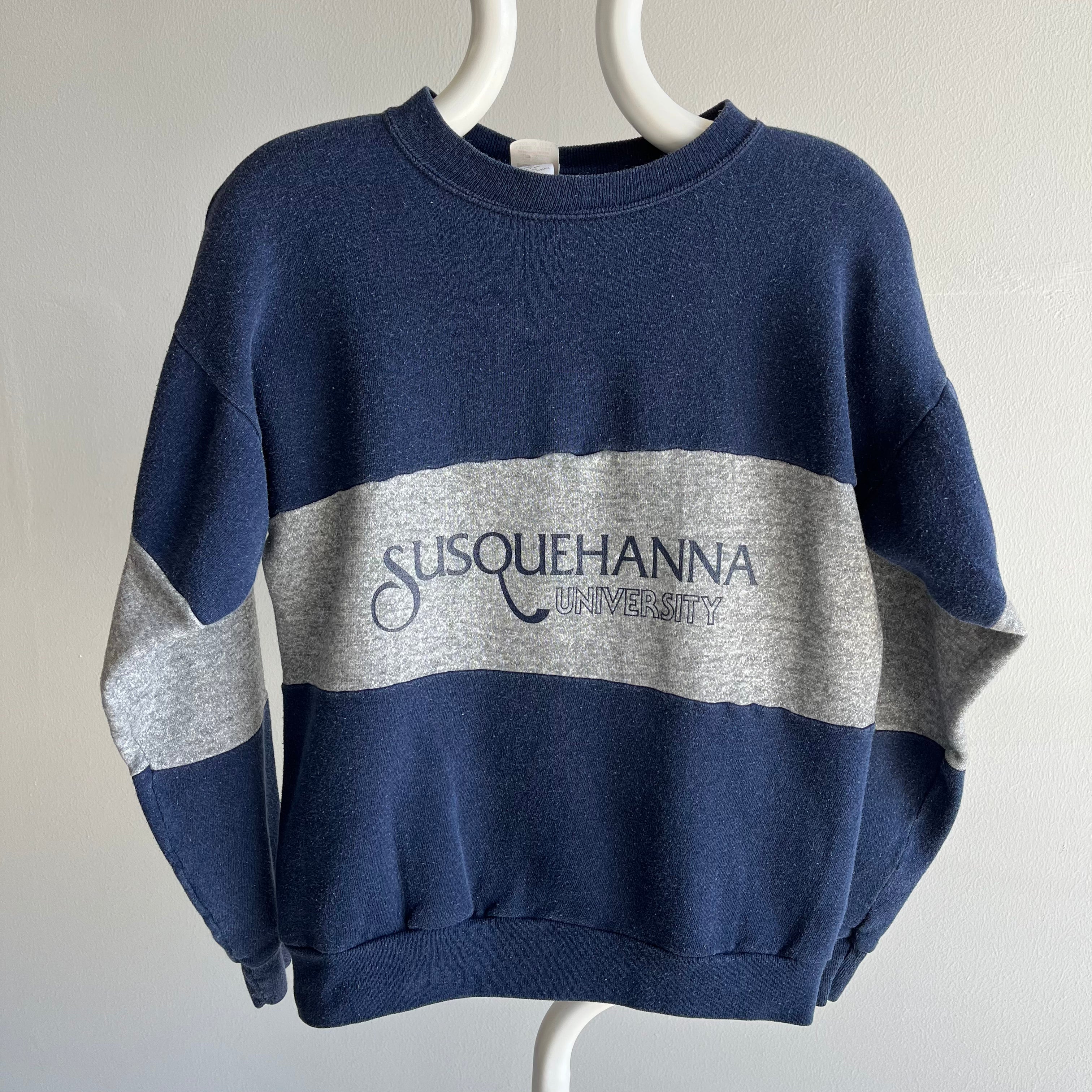 1970s Susquehanna University Color Block Sweatshirt by Collegiate Pacific