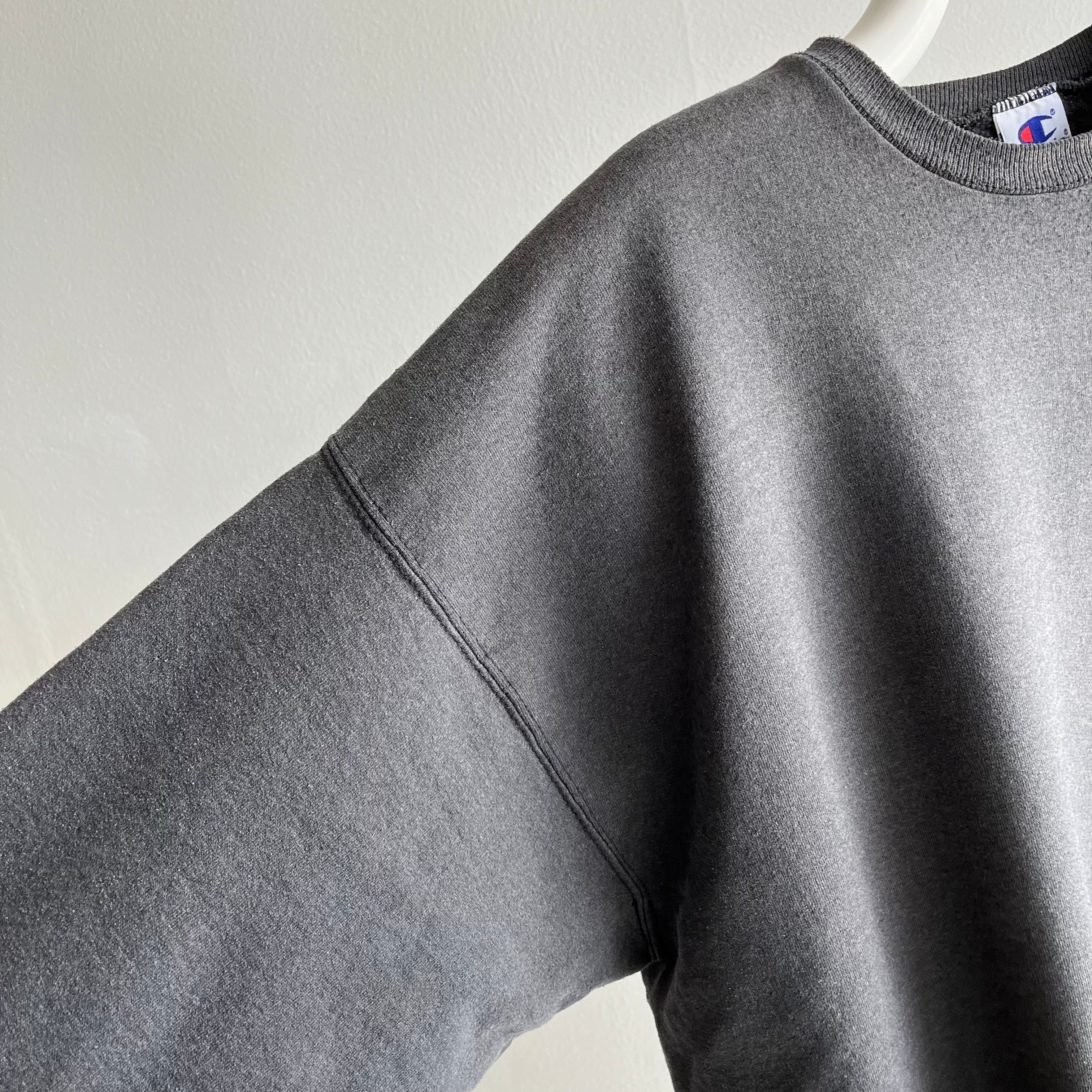 1990s Champion Brand Faded Black To Gray Sweatshirt