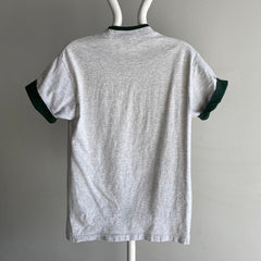 1980s L.L. Bean USA Made Two Tone Quilted Shoulder T-Shirt