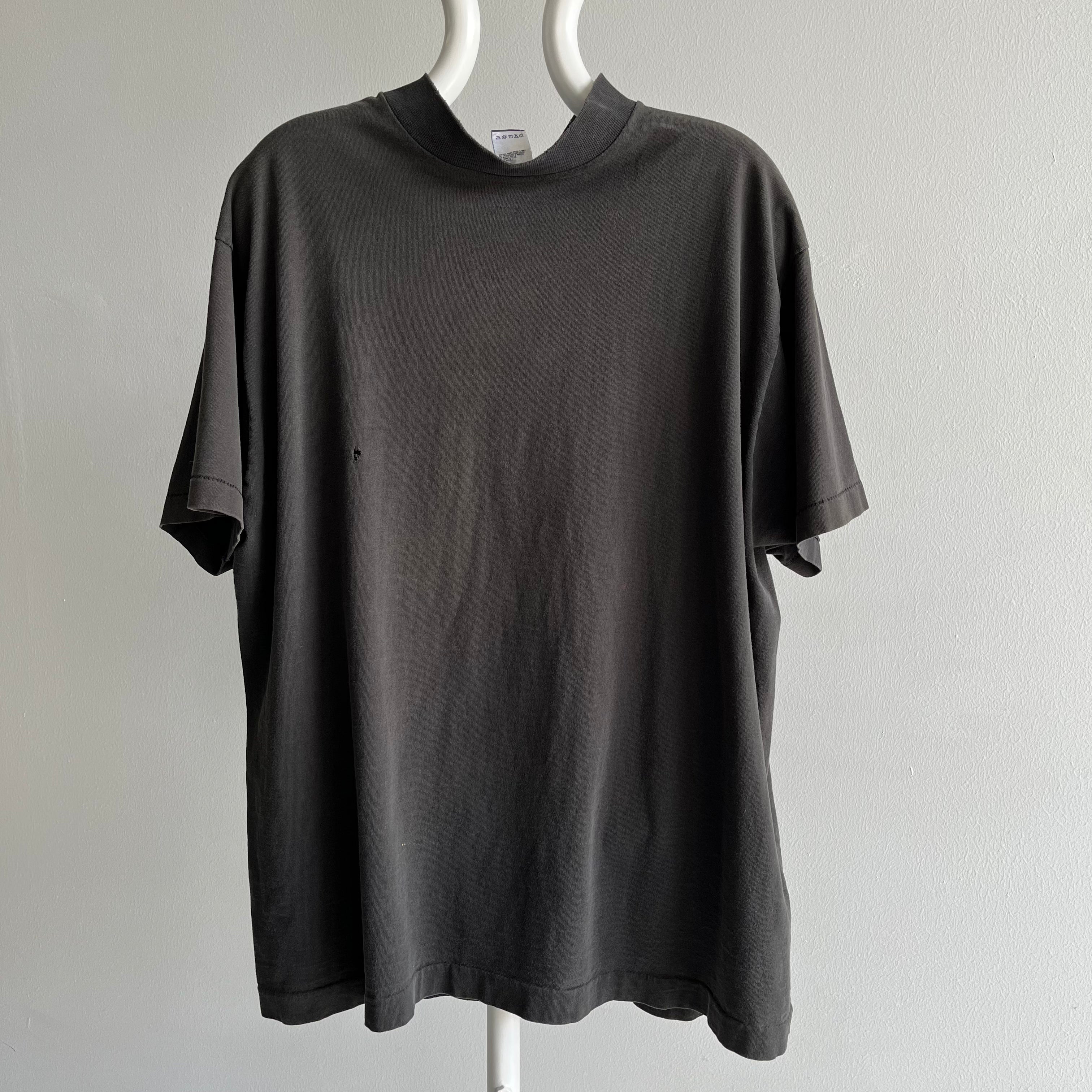 1990s Perfectly Faded Oversized Mock Neck Single Stitch T-Shirt
