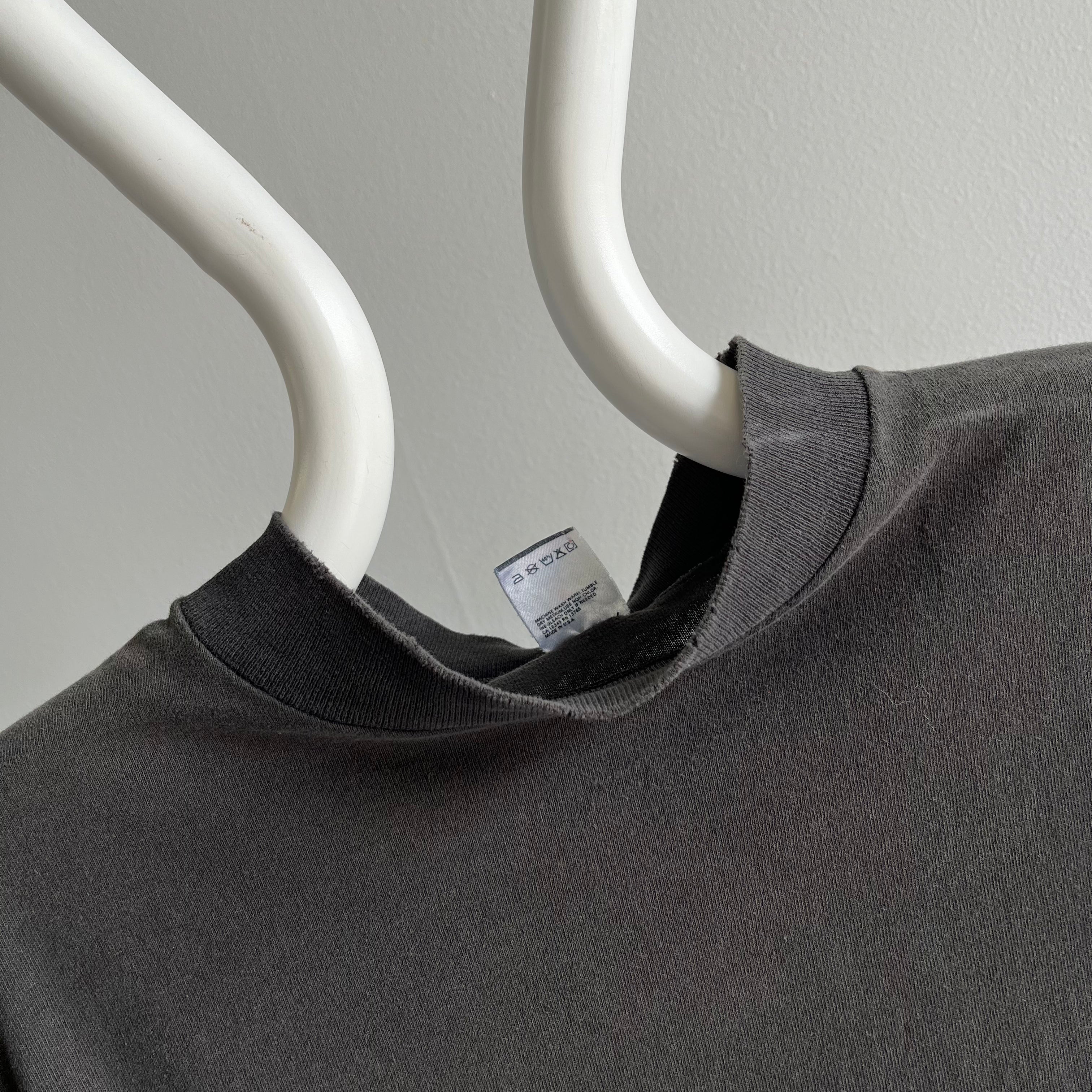 1990s Perfectly Faded Oversized Mock Neck Single Stitch T-Shirt