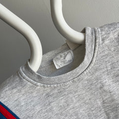 1980s Color Block Red, Gray and Blue Sweatshirt with Zip Pockets