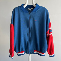 1990s Faded and Worn Reebok Color Block Zip Up