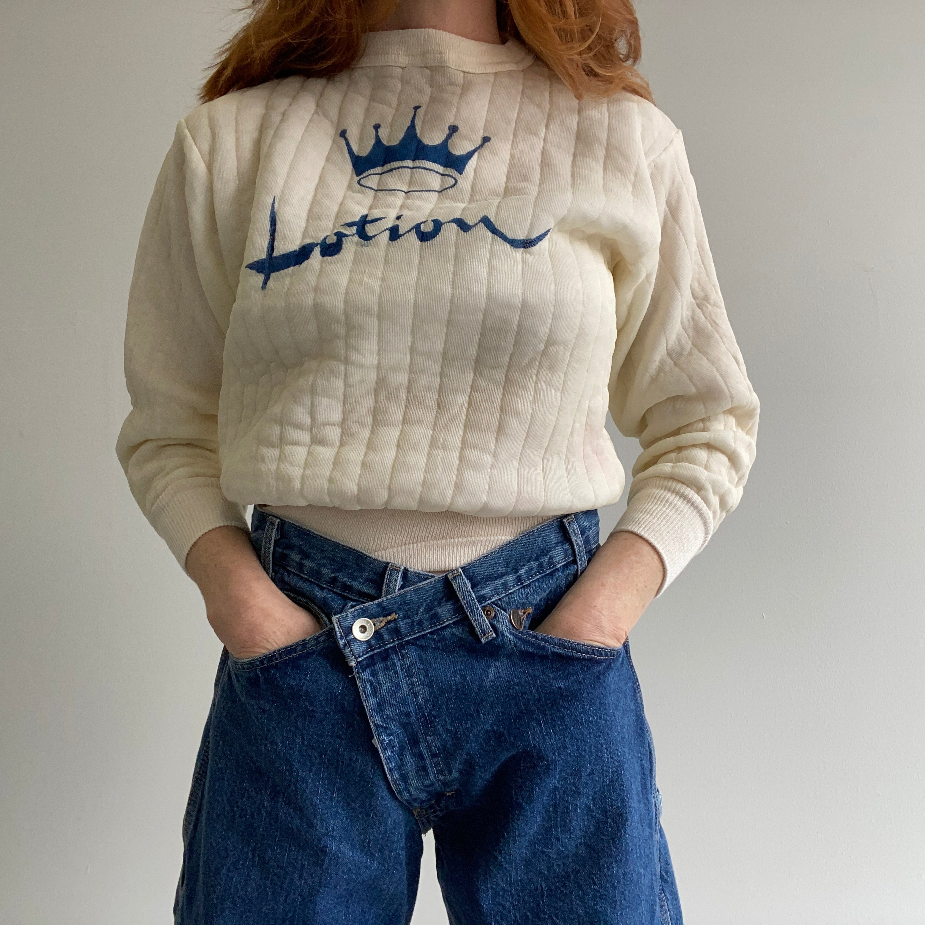 1980s Thermal Liner Sweatshirt with Weird DIY 