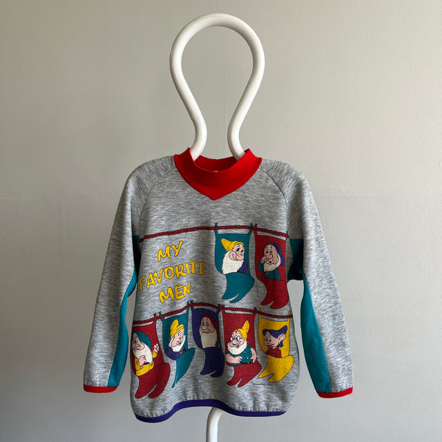 1980s "My Favorite Men" Snow White Color Block Sweatshirt