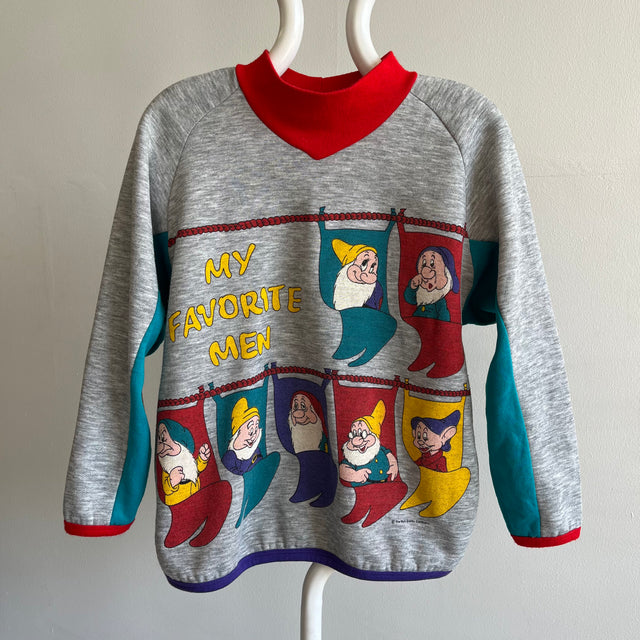 1980s "My Favorite Men" Snow White Color Block Sweatshirt
