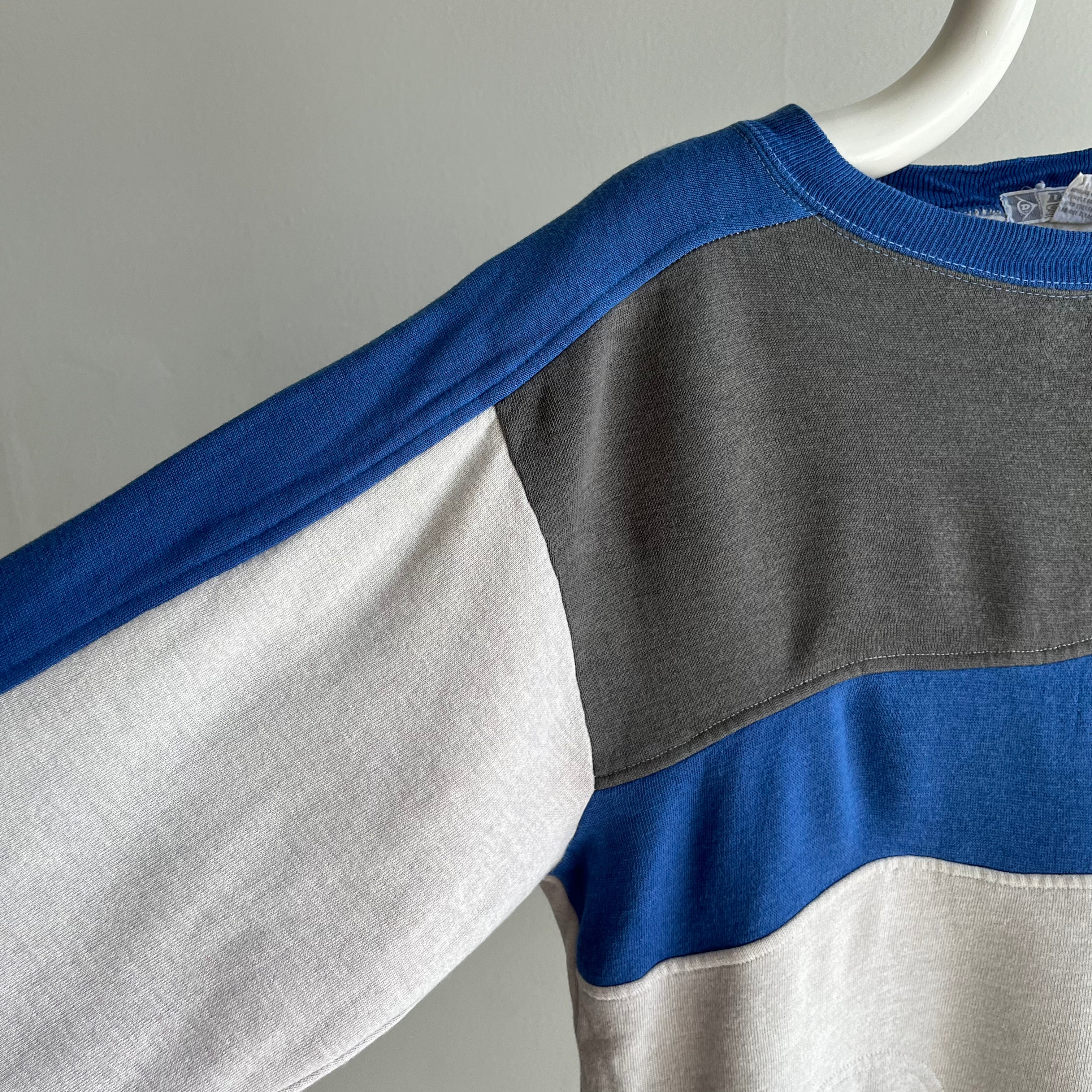 1980s Dunlop! Super Duper Soft and Slouchy Color Block Sweatshirt with Pockets!