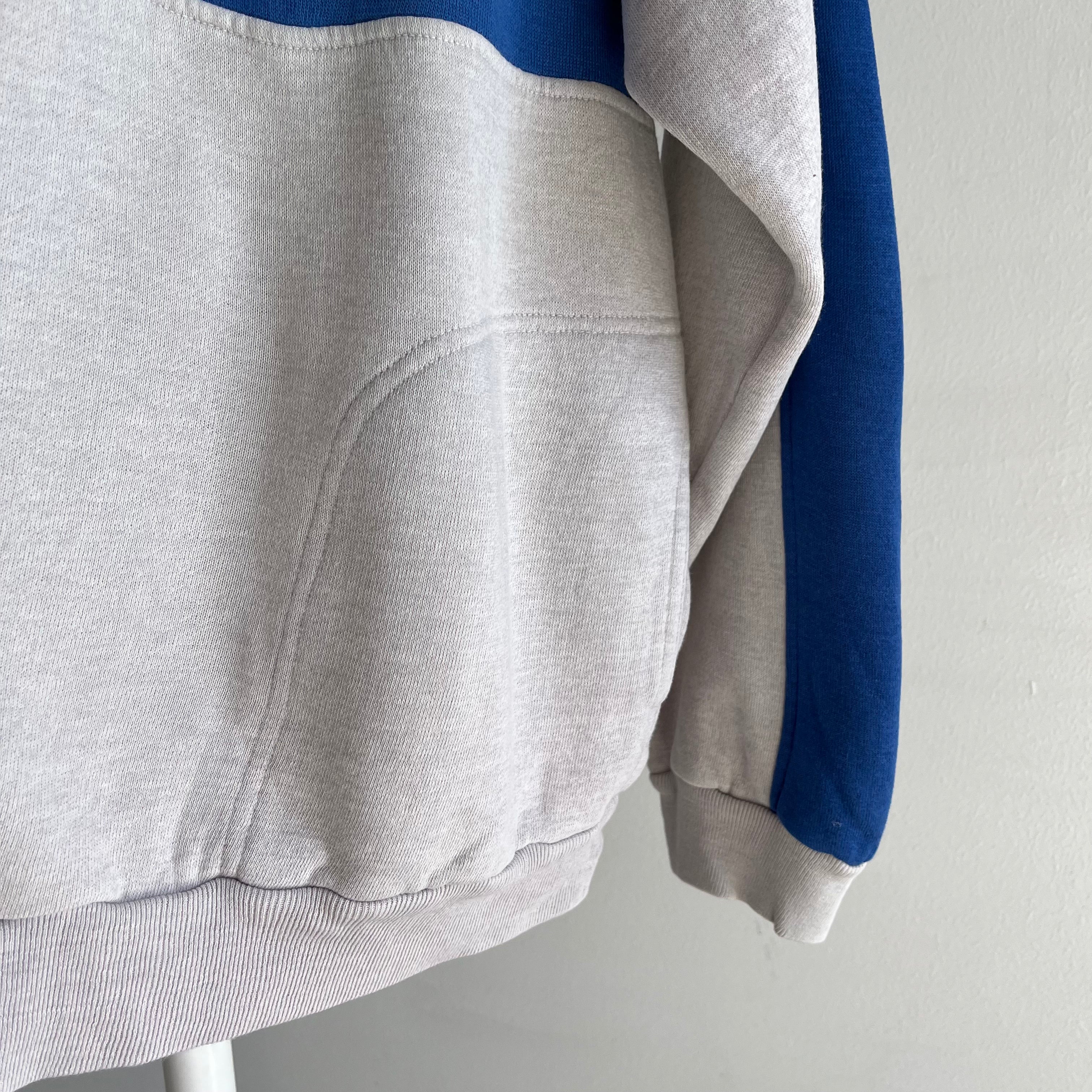1980s Dunlop! Super Duper Soft and Slouchy Color Block Sweatshirt with Pockets!