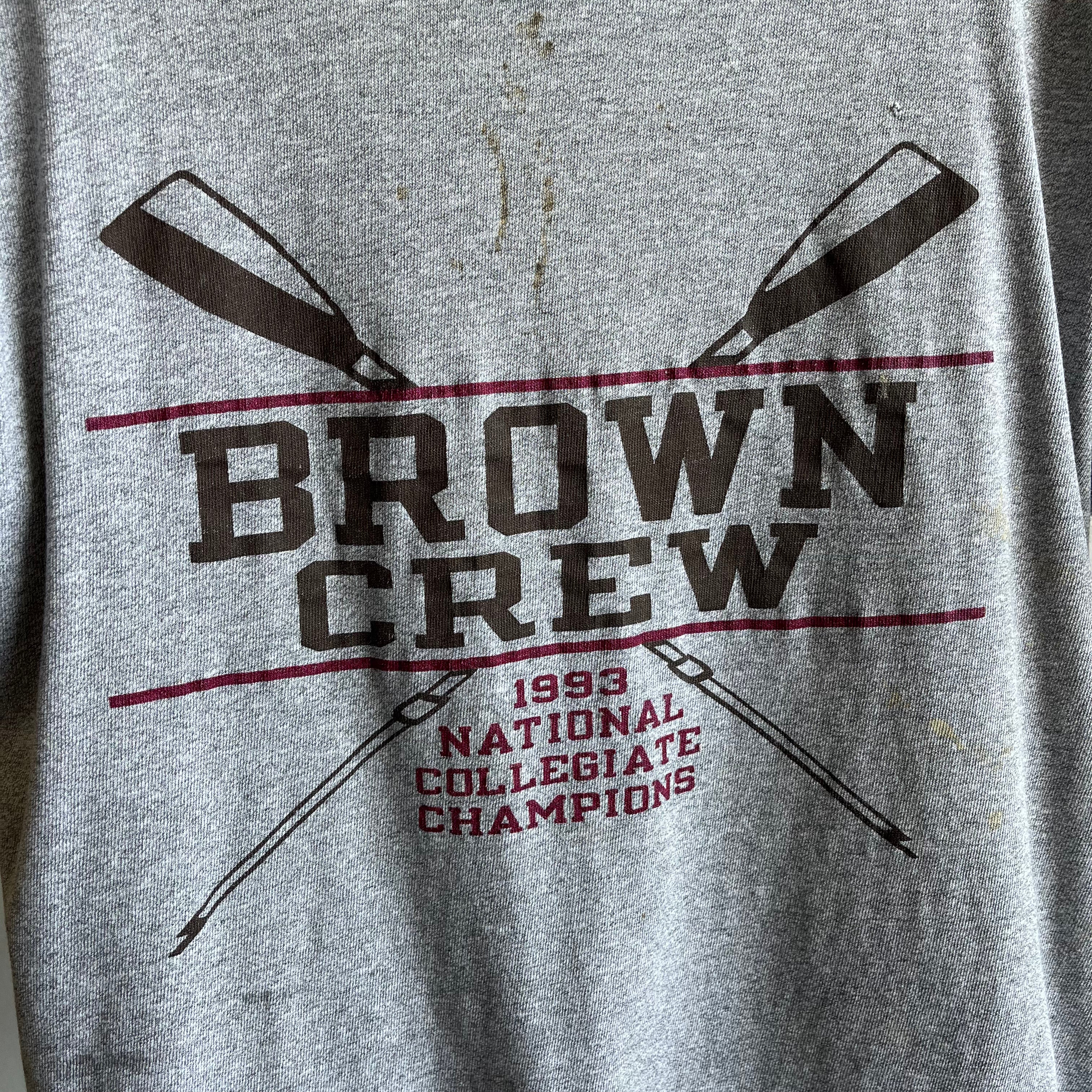 1993 Brown University T-shirt d'aviron avec taches