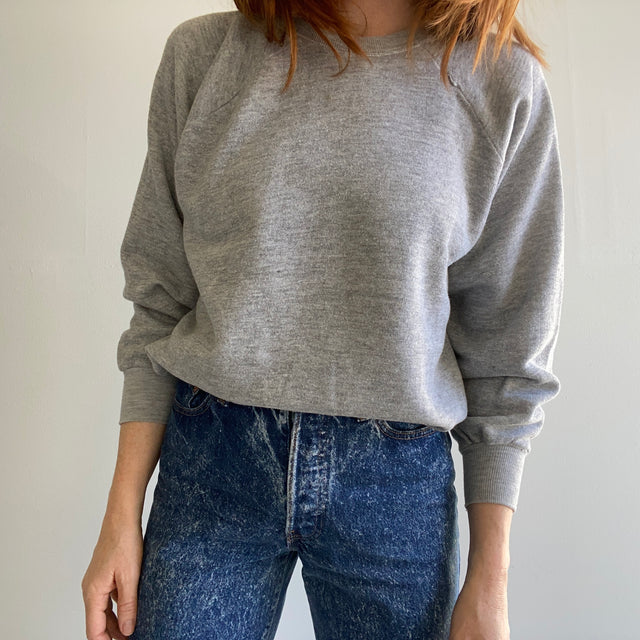 1980s Wrangler Blank Gray Raglan - Stained - Awesome!