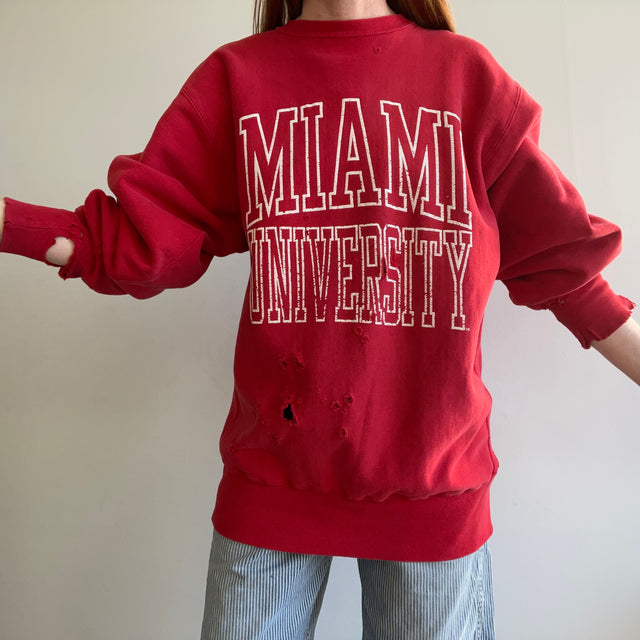 1980/90s Champion Reverse Weave UTTERLY THRASHED Sweat-shirt de l'Université de Miami