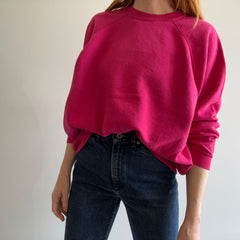 1980s Boxy Blank Hot Pink/Magenta Raglan Sweatshirt par Tultex