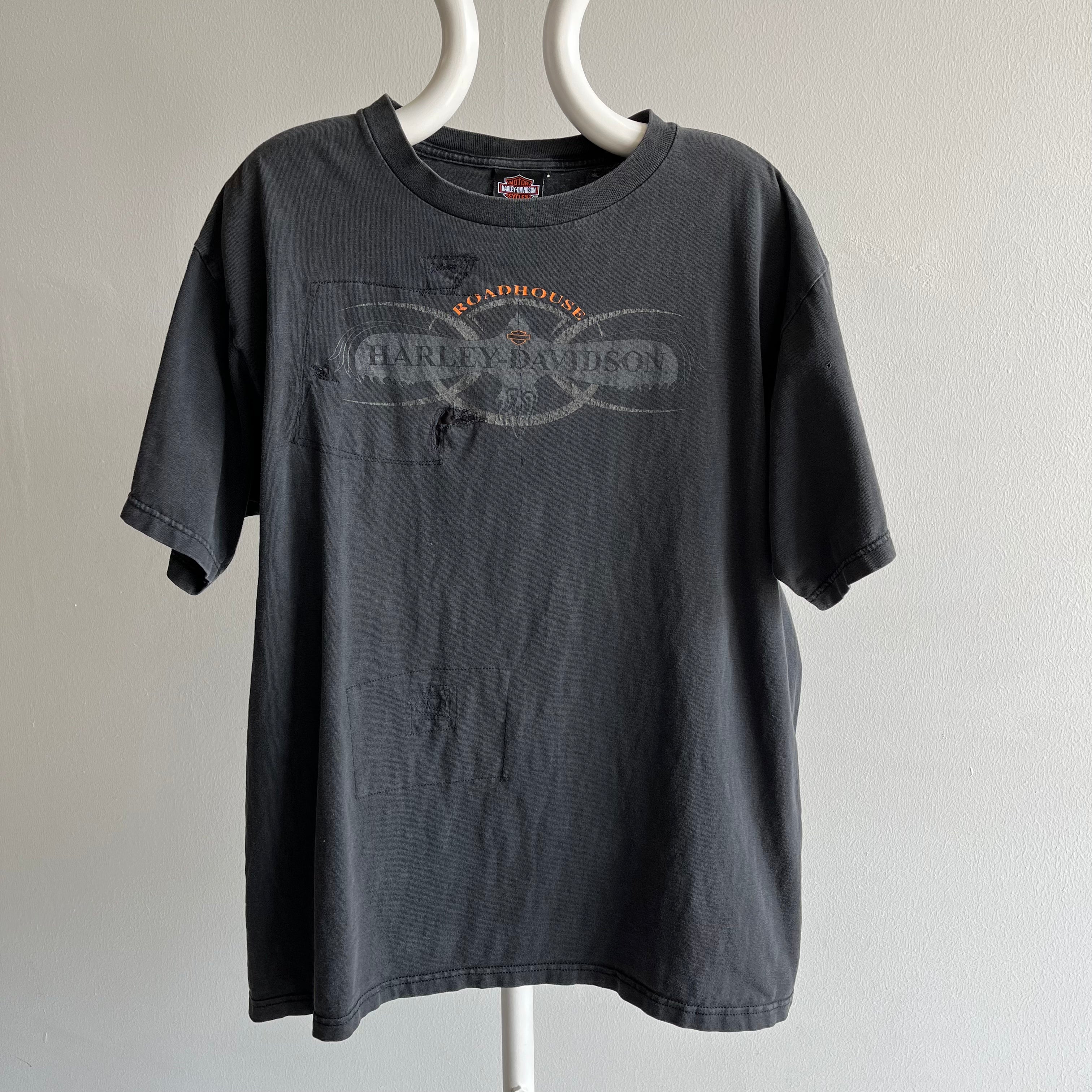 1990s Beat Up and Then Mended Harley T-Shirt - Truly One-Of-A-Kind