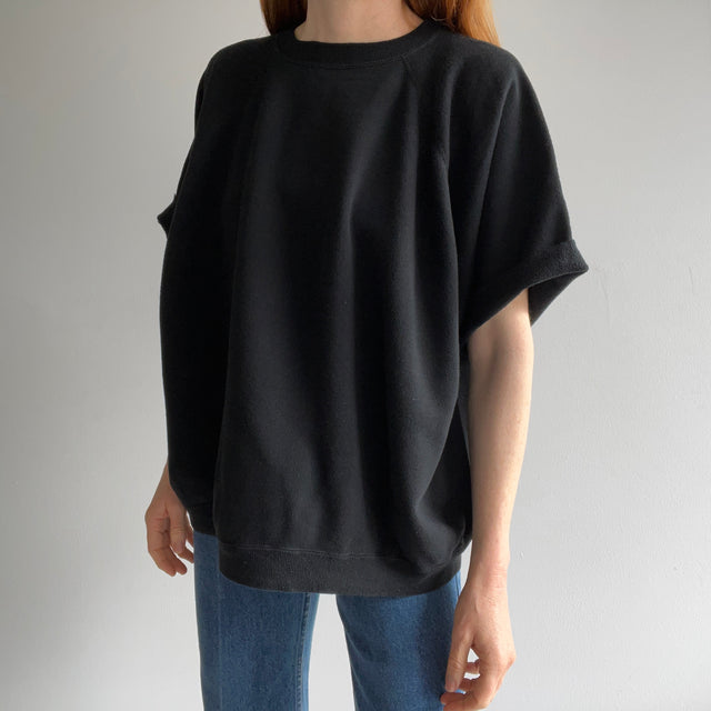 1980/90s DIY Oversized Blank Black Warm Up Sweatshirt