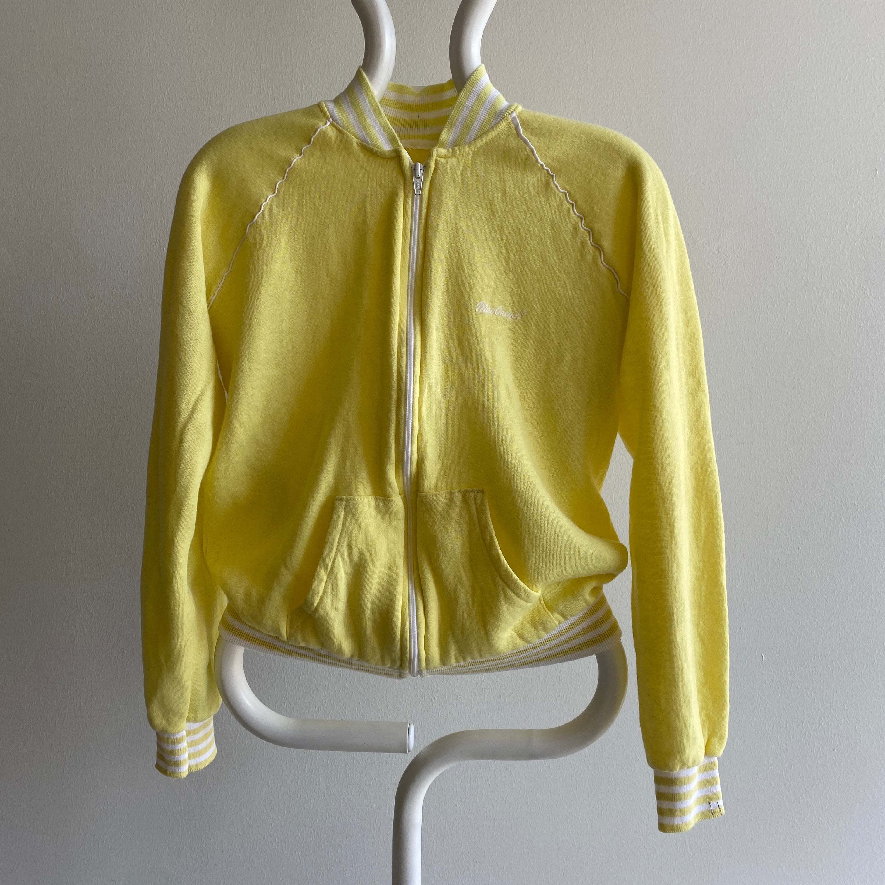 1980s Super Soft Pale Yellow Mac Gregor Zip Up Sweatshirt