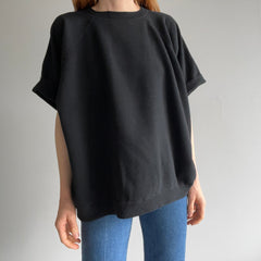 1980/90s DIY Oversized Blank Black Warm Up Sweatshirt