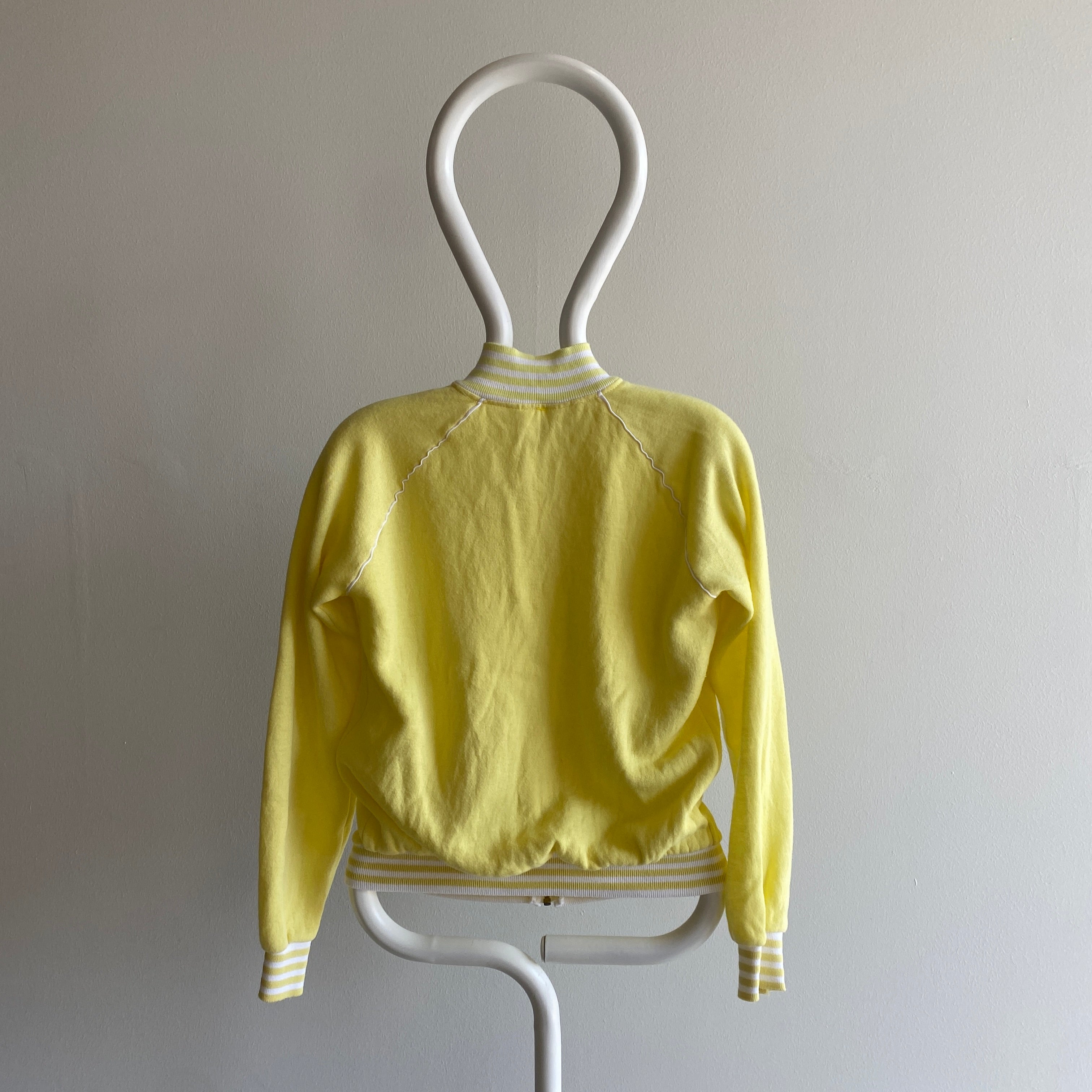 1980s Super Soft Pale Yellow Mac Gregor Zip Up Sweatshirt