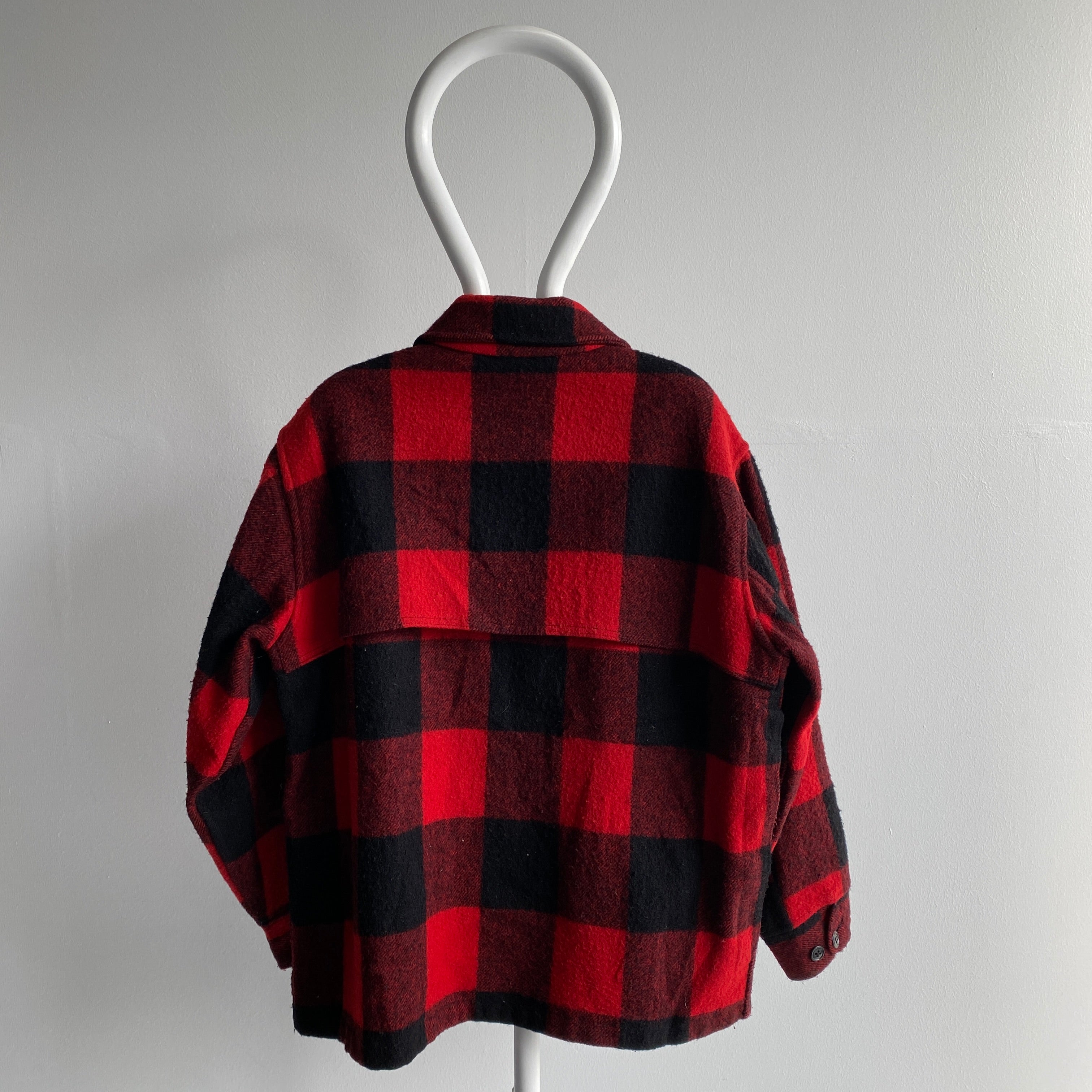 1980s Woolrich Heavy Wool Buffalo Plaid Hunting Coat – Red Vintage Co