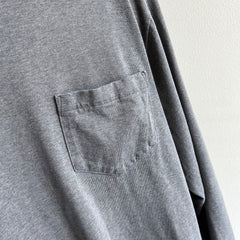 1990s Land's End USA Made Super Stained Gray Long Sleeve T-Shirt