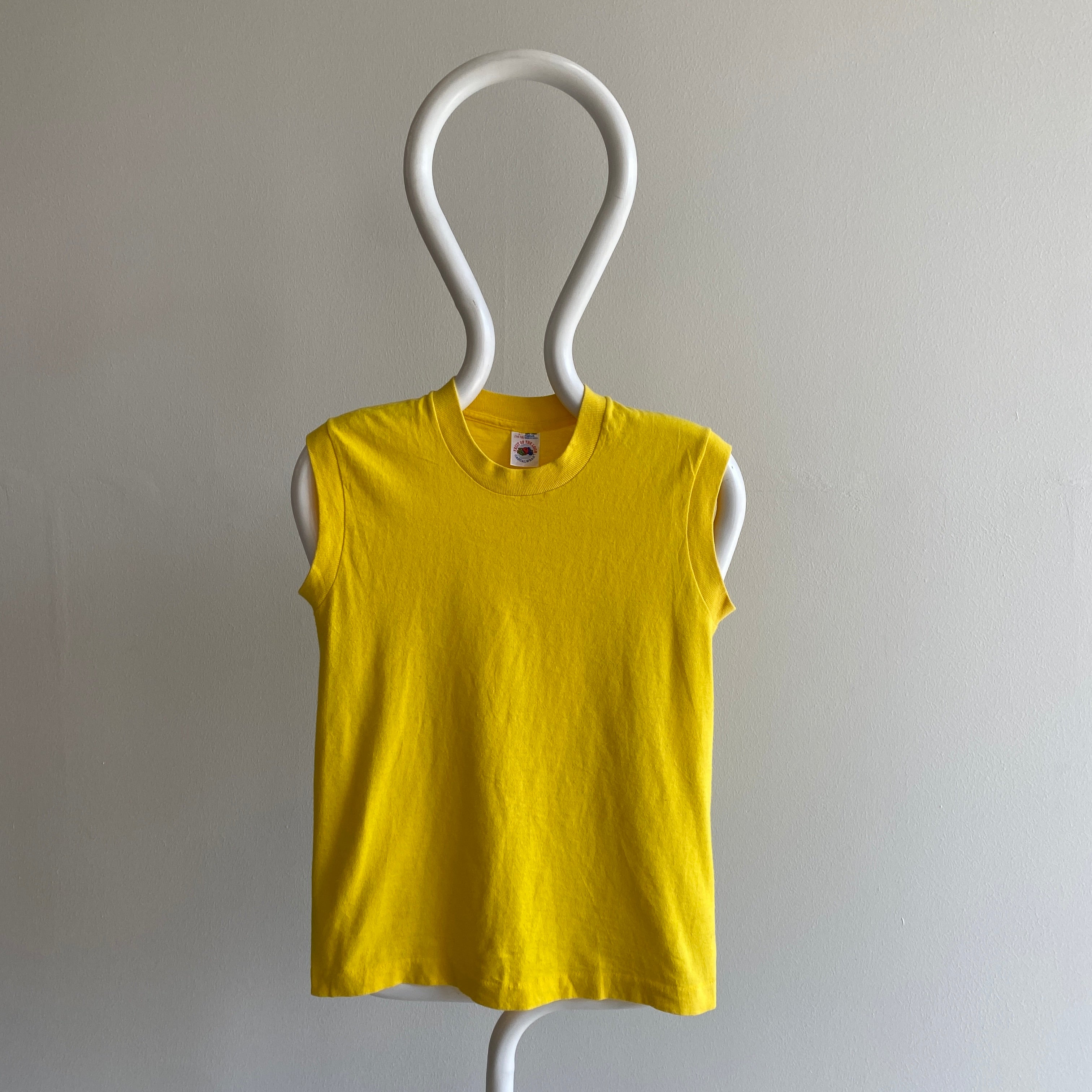 1980s Vibrant Yellow Smaller Muscle Tank by FOTL