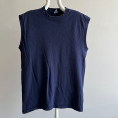 1990s Medium Weight Cotton Navy Muscle Tank by Towncraft