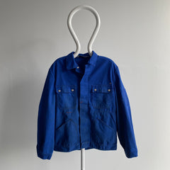 Veste de travail européenne BP des années 1990 avec taches de peinture et boutons-pression