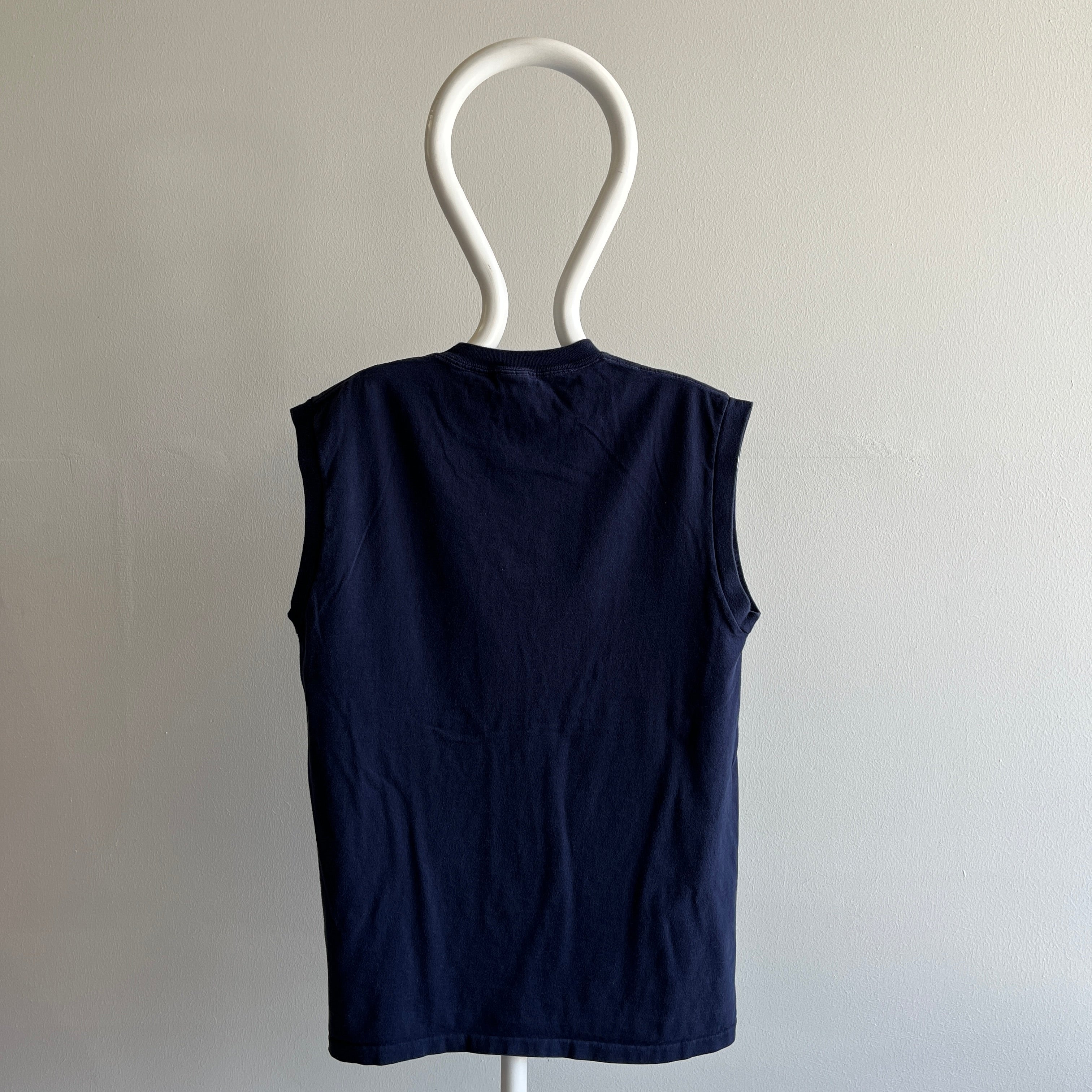 1990s Medium Weight Cotton Navy Muscle Tank by Towncraft