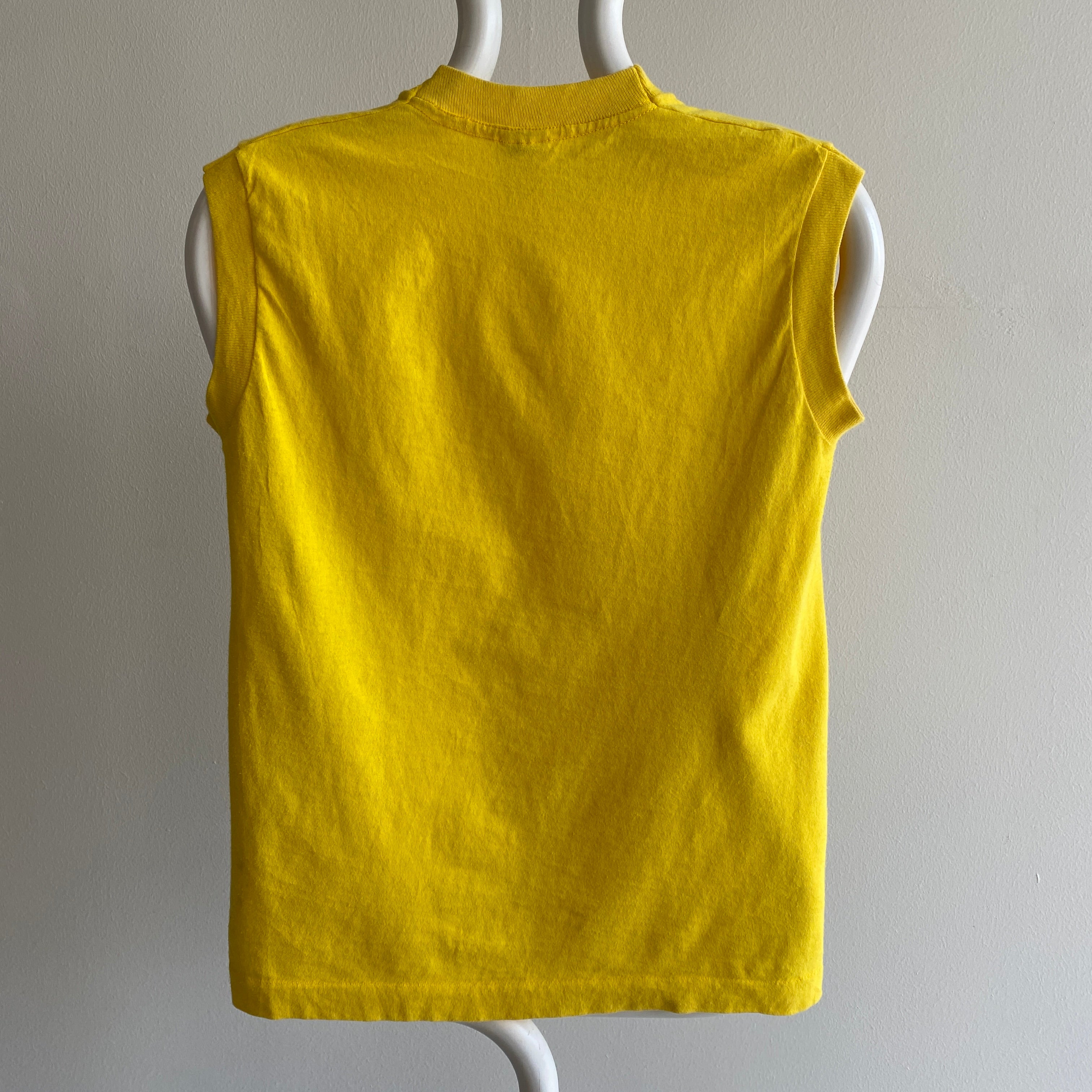 1980s Vibrant Yellow Smaller Muscle Tank by FOTL
