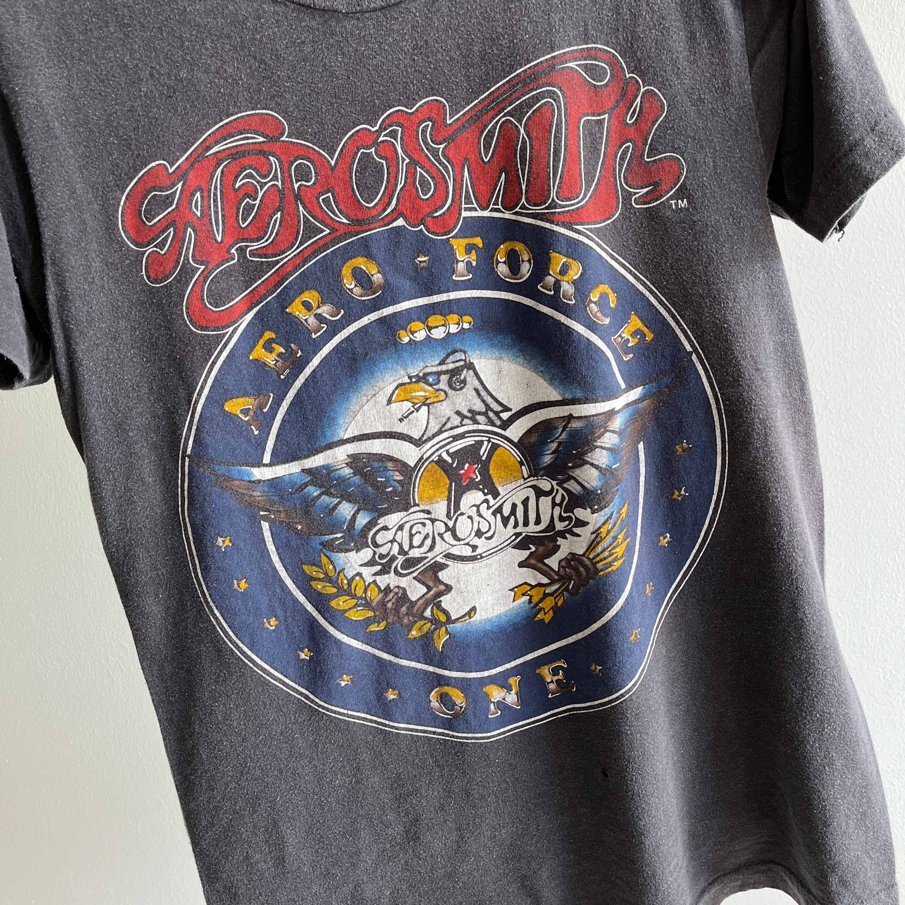 1986 Aerosmith - Aero Force One - Front and Back T-Shirt by Screen