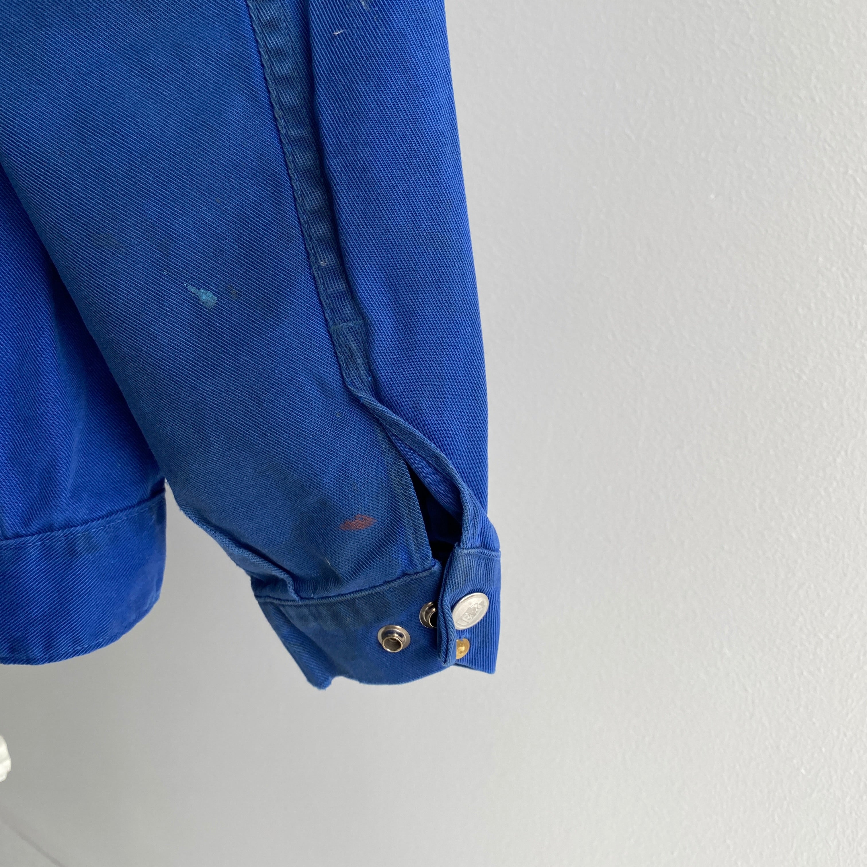 1990s BP European Workwear Jacket with Paint Staining and Snaps
