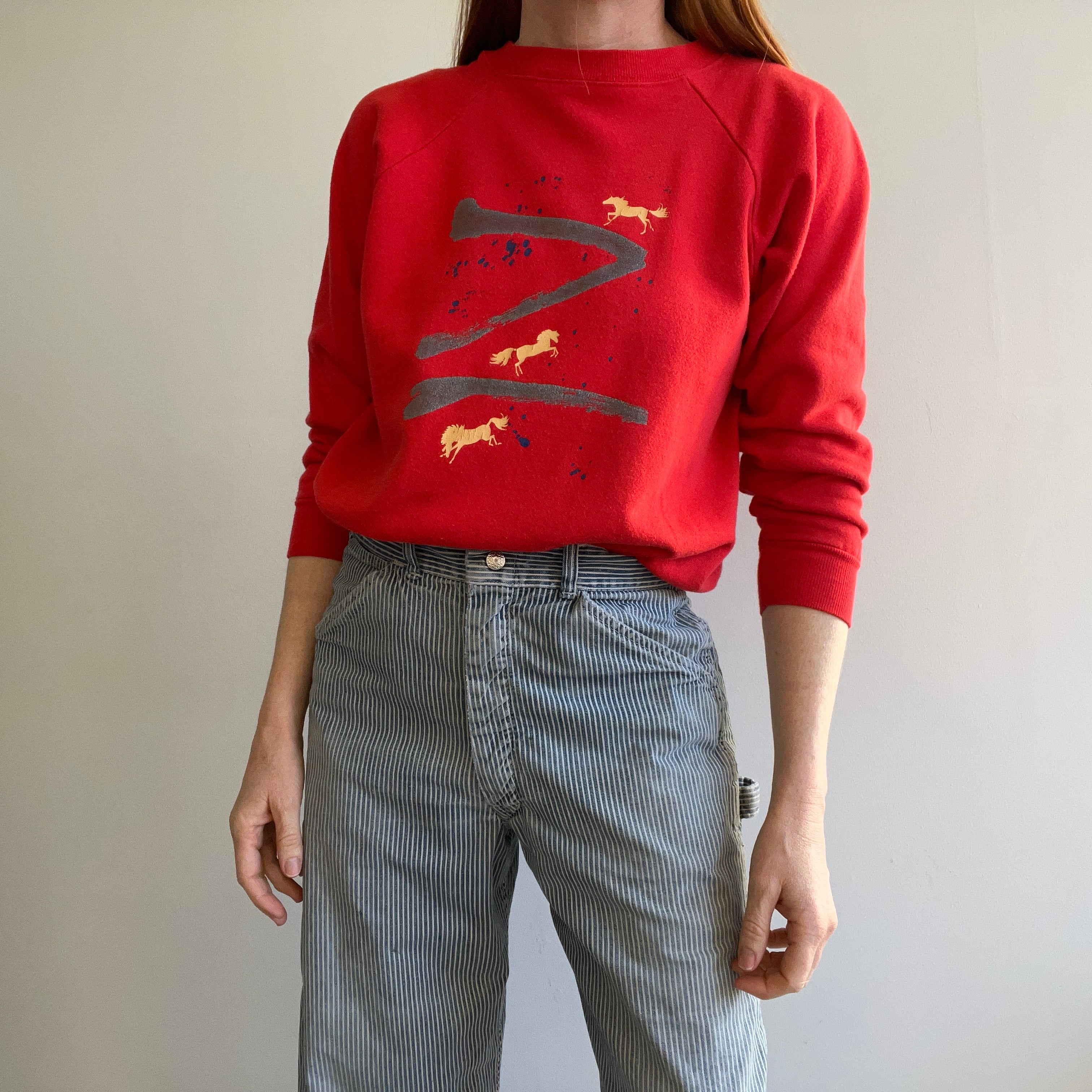 1980s Red Horsey Sweatshirt