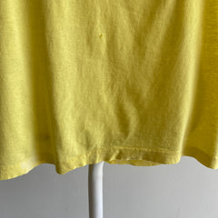 1980s Thrashed Bleach Stained, But Clean, Pale Yellow Blank Pocket T-Shirt